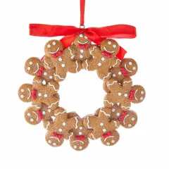 4.75" Resin Gingerbread Wreath Ornament &ndash; Adorable Holiday Christmas Tree Decoration