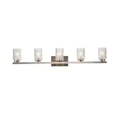 Cassie 5 lights bath sconce in satin nickel with clear shade