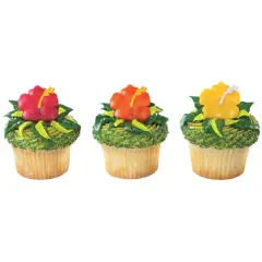 Hibiscus Flower Cupcake Rings, 12ct