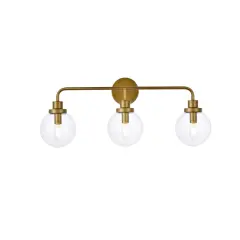Hanson 3 lights bath sconce in brass with clear shade