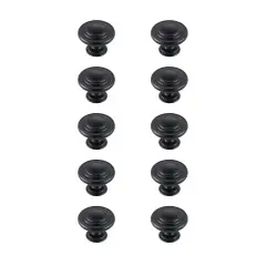 Minu 1.3" Diameter Matte Black Mushroom Knob Multipack (Set of 10)