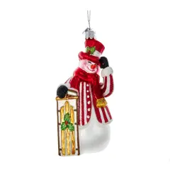 5"Noble Gems&trade; Glass Peppermint Santa With Sled Ornament
