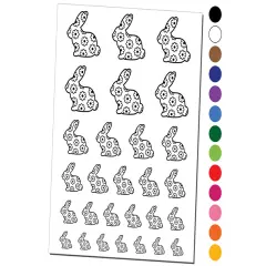 Bunny Side Profile Pattern Flowers Easter Temporary Tattoo Water Resistant Fake Body Art Set Collection Purple