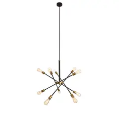 Axel Collection Chandelier D27.2 H32.5 Lt:10 Black and Brass Finish