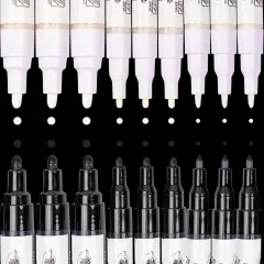PINTAR Black & White Markers - Outline Watercolor Paint Pens - Drawing & Calligraphy Markers - Acrylic Paint Pens for Rock Painting, Wood, Glass, Leather, Shoes - Pack of 18, 0.7mm/ 1mm/ 5mm