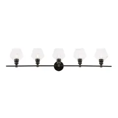 Gene 5 light Black and Clear glass Wall sconce