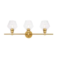 Gene 3 light Brass and Clear glass Wall sconce