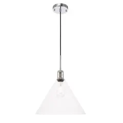 Hugh 1 light Chrome and Clear glass pendant