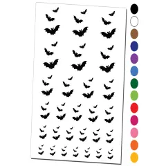 Trio of Bats Flying Halloween Temporary Tattoo Water Resistant Fake Body Art Set Collection Light Green