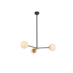 Briggs 32 inch pendant in black and brass with white shade