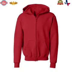 Gildan&reg; Heavy Blend Youth Full Zip Hooded Long Sleeve Sweatshirt Red