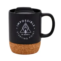 Dexsa Impossible Is God's Designer Cork Bottom Mug with Lid - 14 oz