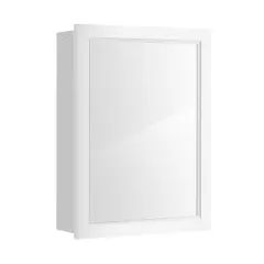 MDF and Glass Wall Mounted Bathroom Cabinet with Mirror and Adjustable Shelves White