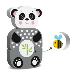 Kids Hits: Wooden Toy - Unleash Creativity with the Cute Panda Build-and-Match Game!
