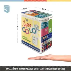 Retro storage tin box L, 101.4 oz, Super Color Detergent &ndash; Gift idea for your home, metal can for detergent, vintage design