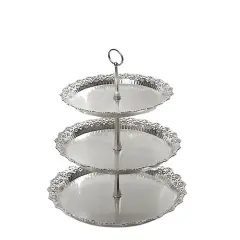 15" Metallic Silver 3-Tier Cupcake Stand