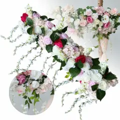 Artificial Silk Rose Flower Backdrop Wedding Row Decor