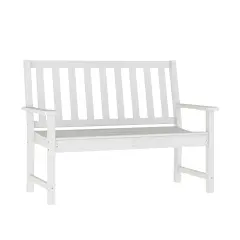 Merrick Lane Cressly All Weather Recycled HDPE Bench for Indoor and Outdoor Use White