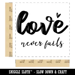 Love Never Fails Inspirational Bible Verse Self-Inking Rubber Stamp Ink Stamper Blue
