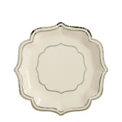 25 Disposable 10" Dinner Salad PAPER PLATES White and silver