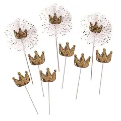 9 Gold and White Mini Sequin Crown CAKE TOPPER
