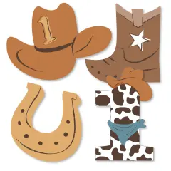 Big Dot of Happiness My First Rodeo - DIY Shaped Little Cowboy 1st Birthday Party Cut-Outs - 24 Count