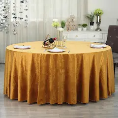 120-Inch Classic Round Premium Velvet Tablecloth Gold