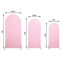 3 Fitted Matte Spandex Round Top Wedding Arch Backdrop STAND COVERS Pink