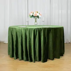 120-Inch Classic Round Premium Velvet Tablecloth Willow green