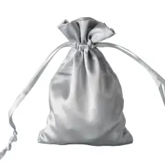 60 pcs 4x6 Satin Favor Drawstring Bags Silver