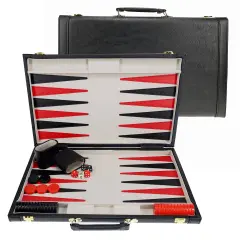 WE Games Elegant Leatherette Backgammon Set - 18 x 11 in. closed