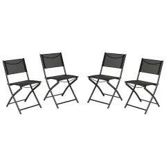 Merrick Lane Bardwell Set of 4 Versatile Flex Comfort Indoor/Outdoor Fold Chairs with Metal Frames Black