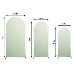 3 Fitted Matte Spandex Round Top Wedding Arch Backdrop STAND COVERS Sage green