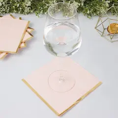50 Pastel Gold Trim 2 Ply Paper Napkins for Events Blush
