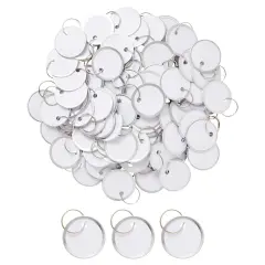 100-Pack 1.2 inch Blank Paper Key Label Tags with Metal Rimmed Rings