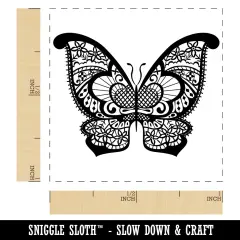 Lace Butterfly Self-Inking Rubber Stamp Ink Stamper Sky Blue