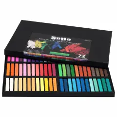SoHo Urban Artist Slim Soft Pastel Sketch Squares - Richly Pigmented, Vibrant Color Soft Pastels for Artists Professional Pastel Artwork Studies and Sketching - Set of 72 Assorted Chalk Pastels