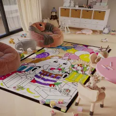 Kid Birthday Gift Woodland Nursery Animals Coloring Rug Washable Markers Toddler Preschool Kindergarten Party Activity Game 1st Birthday