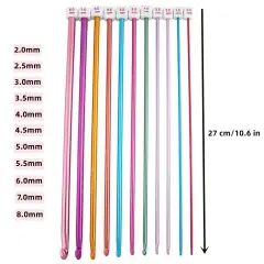 11 Pieces Tunisian Crochet Hook Afghan Aluminum Crochet Needle(2mm to 8mm)