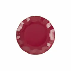 9" Round Disposable Salad Dinner Plastic Plates Gold Wavy Trim Burgundy