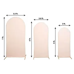 3 Fitted Matte Spandex Round Top Wedding Arch Backdrop STAND COVERS Blush