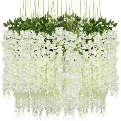 12Pcs Artificial Wisteria Vine Garland White