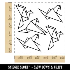 Flock of Origami Paper Birds Self-Inking Rubber Stamp Ink Stamper Black