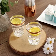 9 oz Clear Rose Gold Rim Plastic Disposable