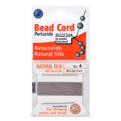 Beadalon Natural Silk Bead Cord .6mmX2m-Grey
