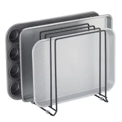 mDesign X-Large Steel Storage Tray Organizer Rack for Kitchen Cabinet