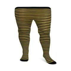 Black and Yellow Tights - Striped Nylon Bumble Bee Stretch Pantyhose Stocking Accessories for Every Day Attire and Costumes for Teens and Children