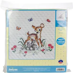Janlynn Stamped Quilt Cross Stitch Kit 34"X43"-Baby Deer-Stitched In Floss