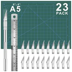 23 Pieces Craft Knife Precision Hobby Knife Kit, 1 Exacto Knife with 20 Spare Art Knife Blades for Art, Scrapbooking, Stencil