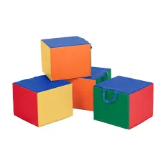SoftZone Children's Cozy Cubes, Flexible Seating, 4-Pack Assorted